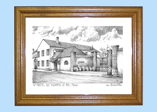 Biblioth?que Bois Le Roi : Cadre bois teint? impression Noir sur la ville de LES ESSARTS LE ROI Biblioth?que Bois Le Roi : Cadre bois teint? impression Noir sur la ville de LES ESSARTS LE ROI