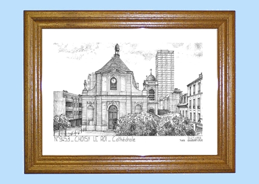 Biblioth?que Bois Le Roi : Cadre bois teint? impression Noir sur la ville de CHOISY LE ROI Titre Biblioth?que Bois Le Roi : Cadre bois teint? impression Noir sur la ville de CHOISY LE ROI Titre