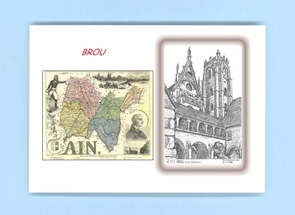 Cartes Postales impression Noir avec dpartement sur la ville de BROU Titre : cour interieure
