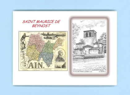Cartes Postales impression Noir avec dpartement sur la ville de ST MAURICE DE BEYNOST Titre : eglise