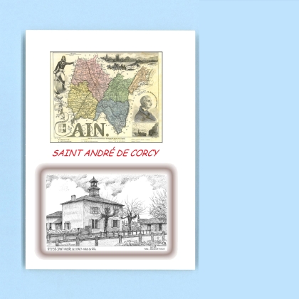 Cartes Postales impression Noir avec dpartement sur la ville de ST ANDRE DE CORCY Titre : hotel de ville