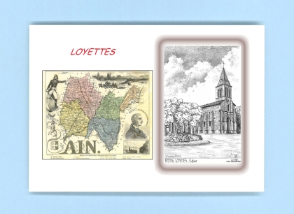 Cartes Postales impression Noir avec dpartement sur la ville de LOYETTES Titre : eglise