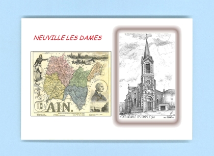 Cartes Postales impression Noir avec dpartement sur la ville de NEUVILLE LES DAMES Titre : eglise