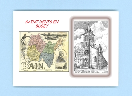 Cartes Postales impression Noir avec dpartement sur la ville de ST DENIS EN BUGEY Titre : eglise