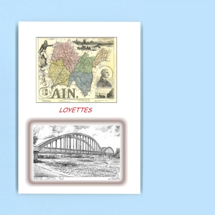 Cartes Postales impression Noir avec dpartement sur la ville de LOYETTES Titre : pont