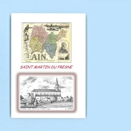 Cartes Postales impression Noir avec dpartement sur la ville de ST MARTIN DU FRESNE Titre : eglise