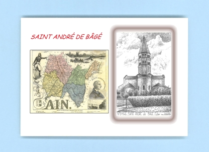 Cartes Postales impression Noir avec dpartement sur la ville de ST ANDRE DE BAGE Titre : eglise