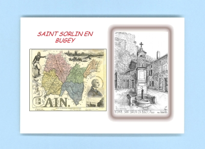 Cartes Postales impression Noir avec dpartement sur la ville de ST SORLIN EN BUGEY Titre : place