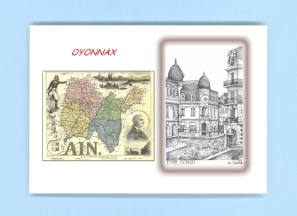 Cartes Postales impression Noir avec dpartement sur la ville de OYONNAX Titre : vue