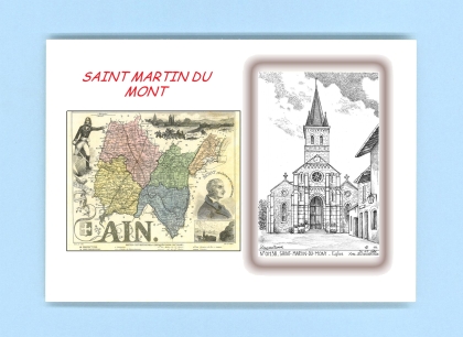 Cartes Postales impression Noir avec dpartement sur la ville de ST MARTIN DU MONT Titre : eglise