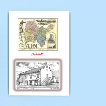 Cartes Postales impression Noir avec dpartement sur la ville de CHANAY Titre : mairie