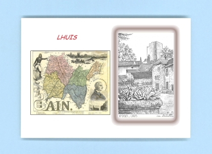 Cartes Postales impression Noir avec dpartement sur la ville de LHUIS Titre : vue