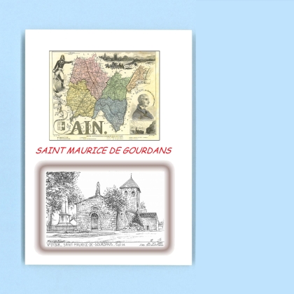 Cartes Postales impression Noir avec dpartement sur la ville de ST MAURICE DE GOURDANS Titre : eglise