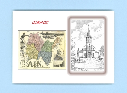 Cartes Postales impression Noir avec dpartement sur la ville de CORMOZ Titre : eglise