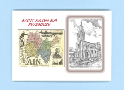 Cartes Postales impression Noir avec dpartement sur la ville de ST JULIEN SUR REYSSOUZE Titre : eglise