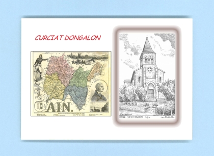 Cartes Postales impression Noir avec dpartement sur la ville de CURCIAT DONGALON Titre : eglise