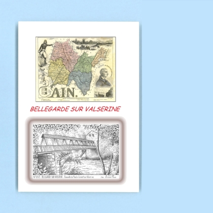 Cartes Postales impression Noir avec dpartement sur la ville de BELLEGARDE SUR VALSERINE Titre : passerelle du moulin convert s