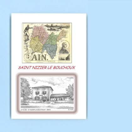 Cartes Postales impression Noir avec dpartement sur la ville de ST NIZIER LE BOUCHOUX Titre : mairie