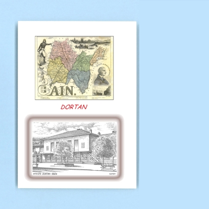 Cartes Postales impression Noir avec dpartement sur la ville de DORTAN Titre : mairie