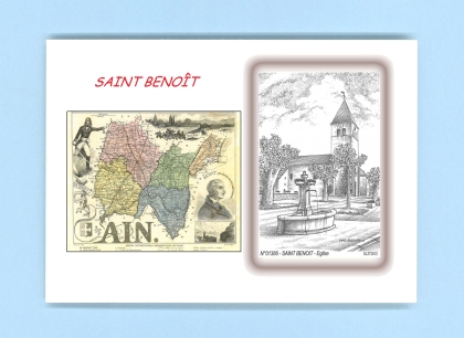Cartes Postales impression Noir avec dpartement sur la ville de ST BENOIT Titre : eglise