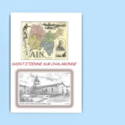 Cartes Postales impression Noir avec dpartement sur la ville de ST ETIENNE SUR CHALARONNE Titre : eglise