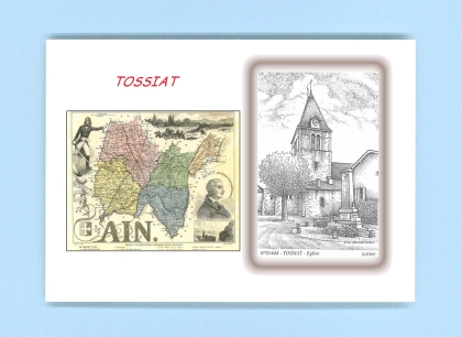 Cartes Postales impression Noir avec dpartement sur la ville de TOSSIAT Titre : eglise