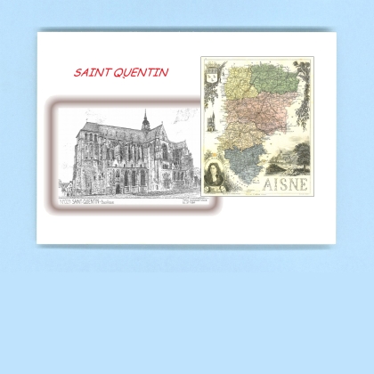 Cartes Postales impression Noir avec dpartement sur la ville de ST QUENTIN Titre : basilique