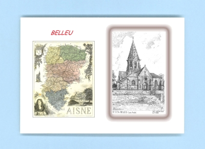 Cartes Postales impression Noir avec dpartement sur la ville de BELLEU Titre : st andre
