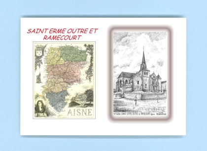 Cartes Postales impression Noir avec dpartement sur la ville de ST ERME OUTRE ET RAMECOURT Titre : eglise