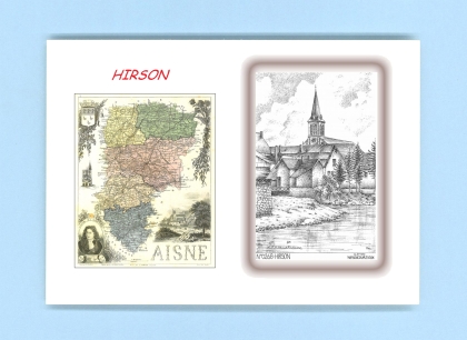 Cartes Postales impression Noir avec dpartement sur la ville de HIRSON Titre : vue