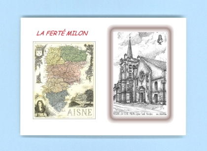 Cartes Postales impression Noir avec dpartement sur la ville de LA FERTE MILON Titre : eglise st nicolas (racine)