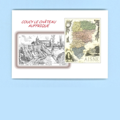 Cartes Postales impression Noir avec dpartement sur la ville de COUCY LE CHATEAU AUFFRIQUE Titre : remparts