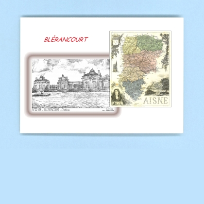 Cartes Postales impression Noir avec dpartement sur la ville de BLERANCOURT Titre : chateau