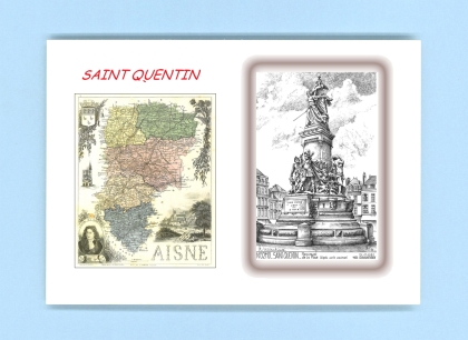 Cartes Postales impression Noir avec dpartement sur la ville de ST QUENTIN Titre : monument (d apres ca)