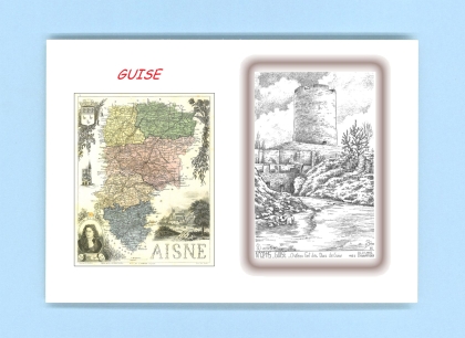 Cartes Postales impression Noir avec dpartement sur la ville de GUISE Titre : chateau des ducs de guise