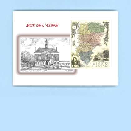 Cartes Postales impression Noir avec dpartement sur la ville de MOY DE L AISNE Titre : mairie