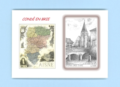 Cartes Postales impression Noir avec dpartement sur la ville de CONDE EN BRIE Titre : vue