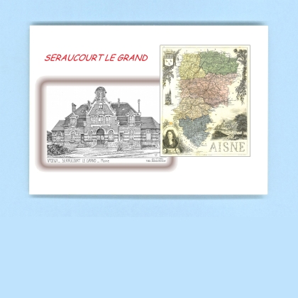 Cartes Postales impression Noir avec dpartement sur la ville de SERAUCOURT LE GRAND Titre : mairie