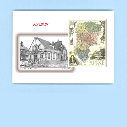 Cartes Postales impression Noir avec dpartement sur la ville de NAUROY Titre : mairie