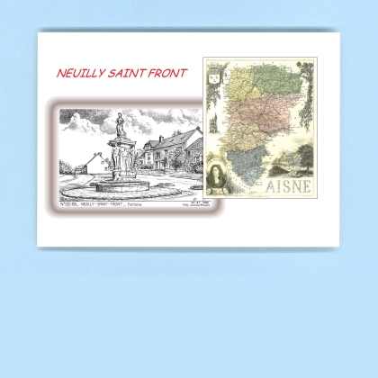 Cartes Postales impression Noir avec dpartement sur la ville de NEUILLY ST FRONT Titre : fontaine