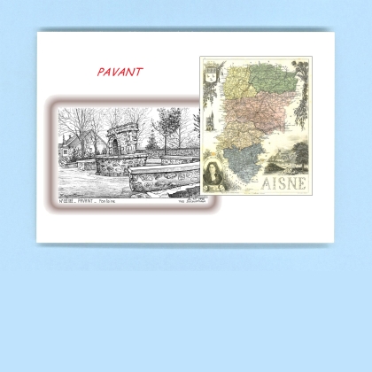 Cartes Postales impression Noir avec dpartement sur la ville de PAVANT Titre : fontaine