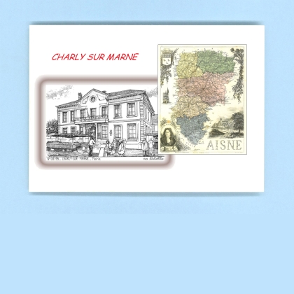 Cartes Postales impression Noir avec dpartement sur la ville de CHARLY SUR MARNE Titre : mairie