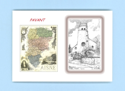 Cartes Postales impression Noir avec dpartement sur la ville de PAVANT Titre : eglise