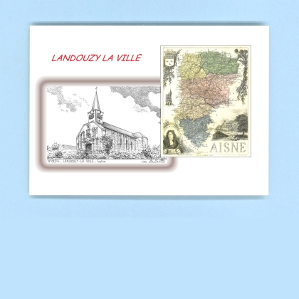 Cartes Postales impression Noir avec dpartement sur la ville de LANDOUZY LA VILLE Titre : eglise