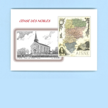 Cartes Postales impression Noir avec dpartement sur la ville de CENSE DES NOBLES Titre : temple
