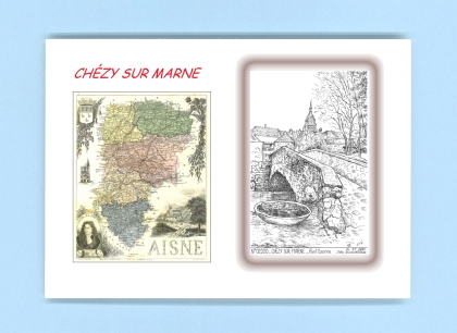 Cartes Postales impression Noir avec dpartement sur la ville de CHEZY SUR MARNE Titre : pont ozanne