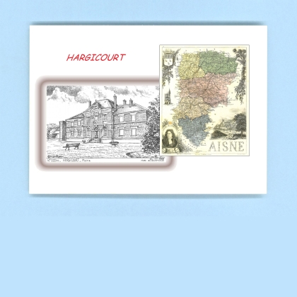 Cartes Postales impression Noir avec dpartement sur la ville de HARGICOURT Titre : mairie