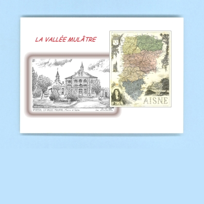 Cartes Postales impression Noir avec dpartement sur la ville de LA VALLEE MULATRE Titre : mairie et eglise