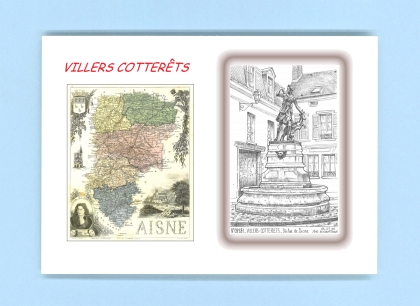 Cartes Postales impression Noir avec dpartement sur la ville de VILLERS COTTERETS Titre : statue de diane