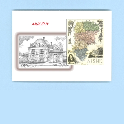 Cartes Postales impression Noir avec dpartement sur la ville de AMBLENY Titre : mairie